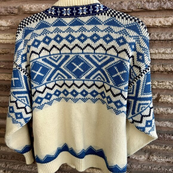 Scan Alp New Zealand Vintage Nordic Fair Isle 100% Wool Cardigan Sweater Pewter - Picture 6 of 11